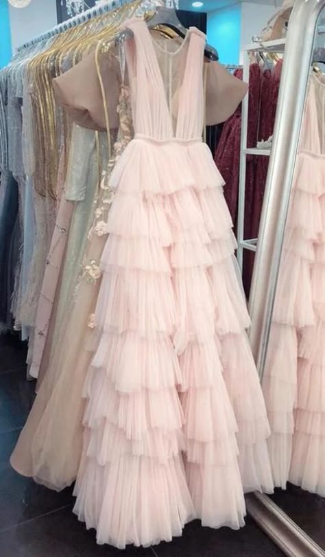 Langes, rosafarbenes Tüll-Abendkleid mit A-Linien-Ausschnitt und V-Ausschnitt, ideal für den 15. oder 16. Geburtstag, AB1753