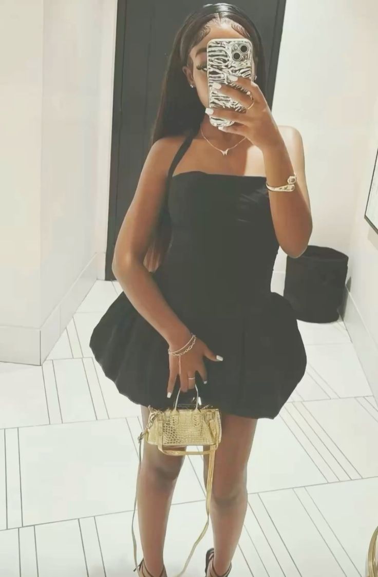 Robe trapèze élégante avec licou pour filles noires, inspiration "Nuit à Rio", idées de robes de bal de promo, robes de retour aux études RB4049