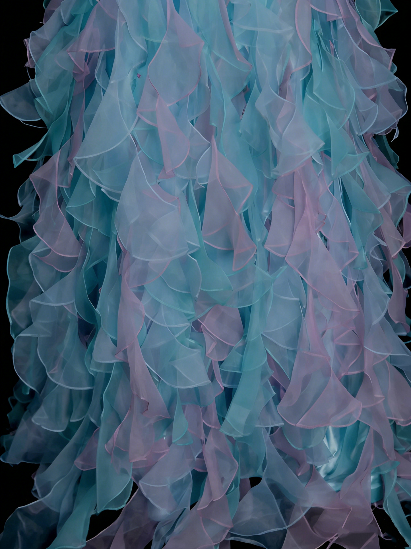 Mignonne Robe de Bal Licou Bleue avec Volants en Tiers Robes de Soirée Longues Robes de Bal N2143
