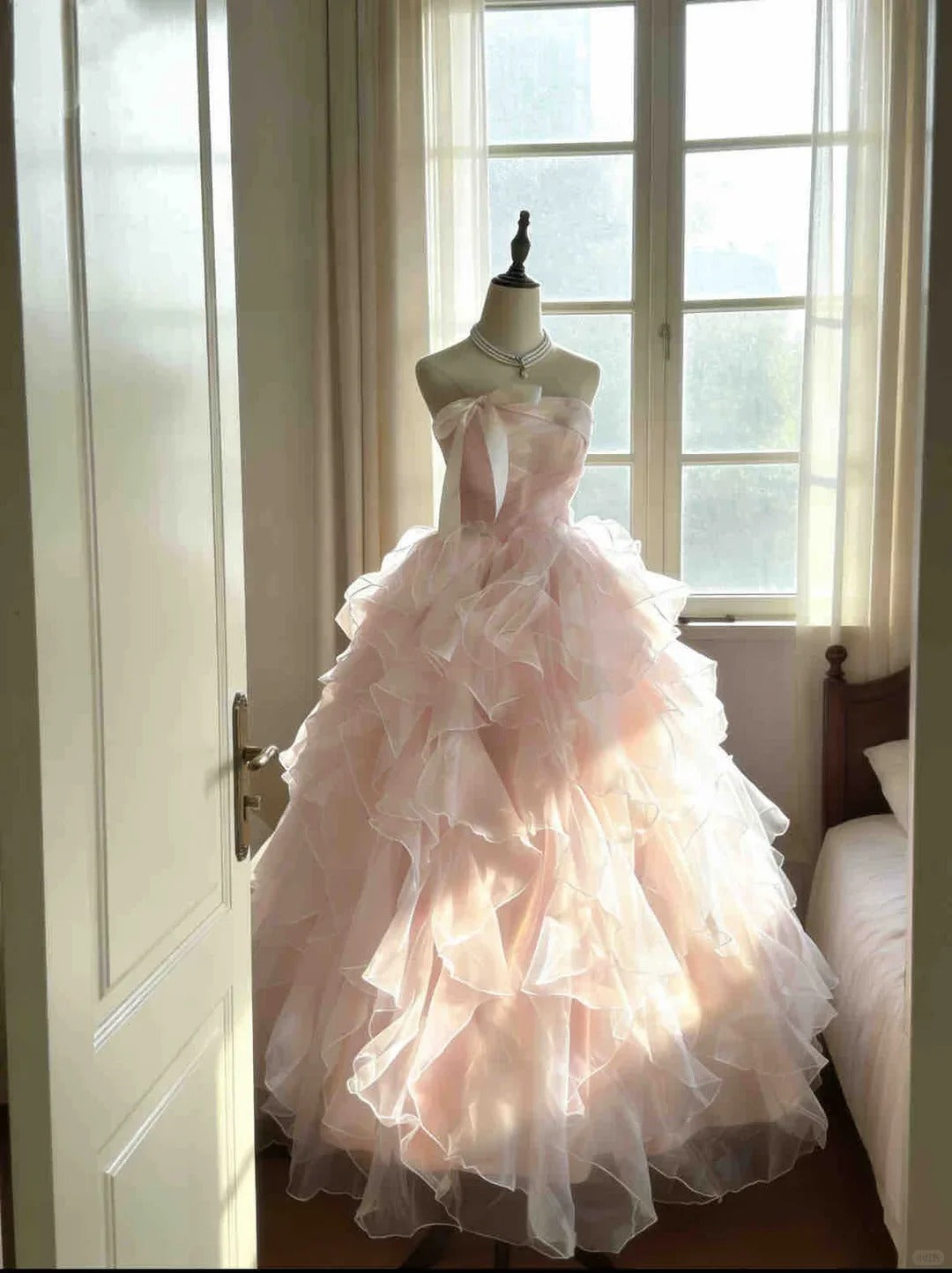 Robe de bal magique bustier rose clair avec couches superposées, robe de Quinceañera volumineuse pour 16 ans, robe de Quinceañera Vestido de RB4507