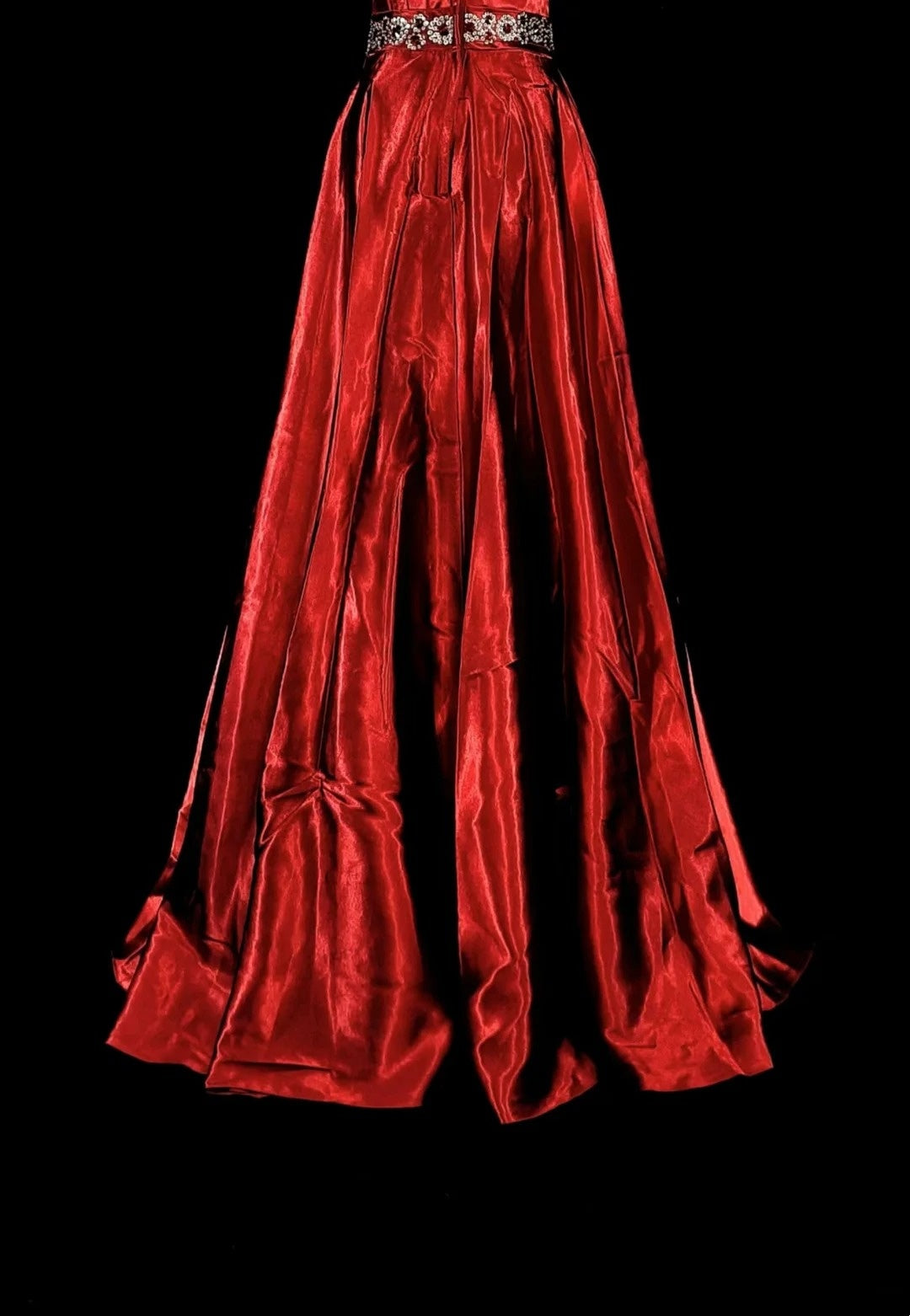 Vintage A-Linien-Abendkleid, rot, mit Perlenstickerei, einseitig schulterfrei, langes Ballkleid, Partykleid, Modekleid N1825