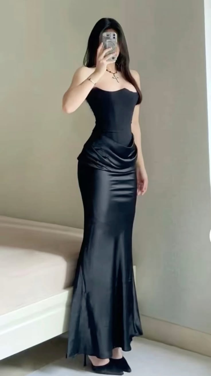 Elegantes, trägerloses Meerjungfrauenkleid in Marineblau mit plissierten Ärmeln, langes formelles Abendkleid für Ball, Dinner und Party AB2062
