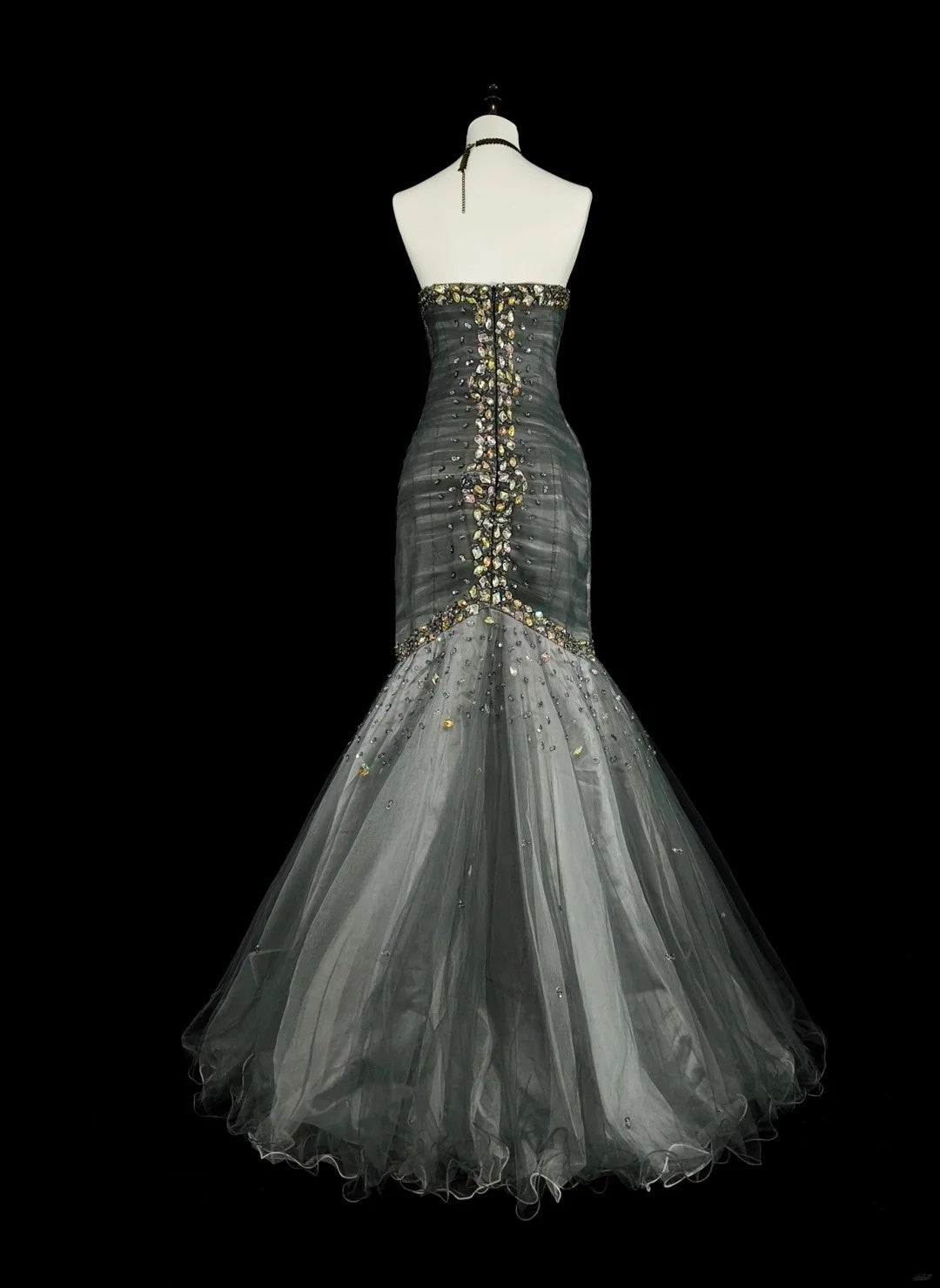 Esthétique Robes de Bal Vintage Années 50 Rétro Sirène Cœur Robe de Soirée Longue Grise N2022