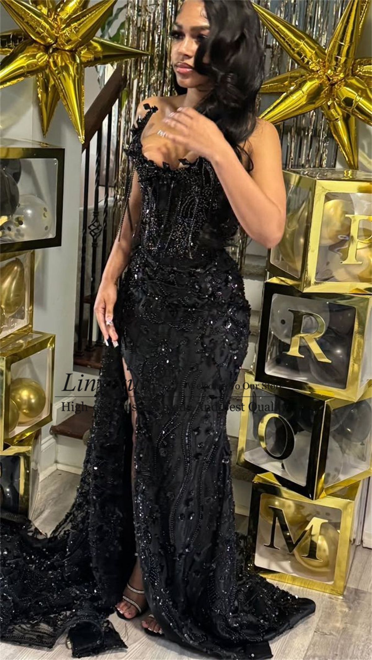 Gorgeous Mermaid Prom Dresses Sequin Beaded Crystals Long Formal Evening Party Gown N785