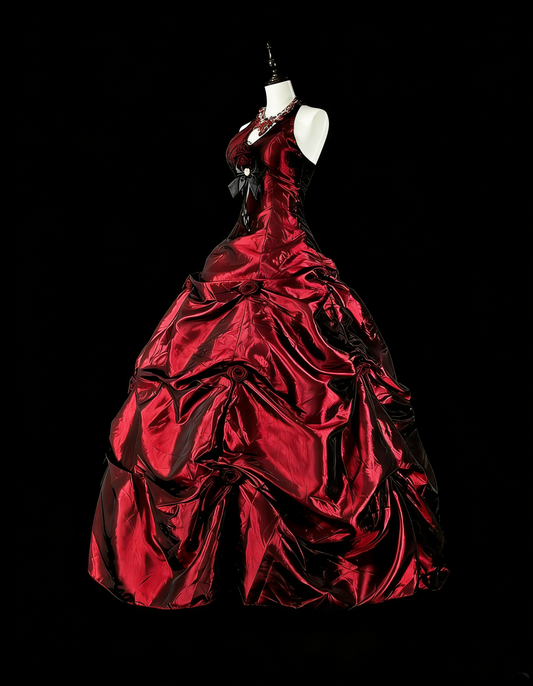Vintage Ball Gown Halter Burgundy Taffeta Sweet 16 Dresses Quinceanera Dress Long 15 Vestidos De Fiesta N1828