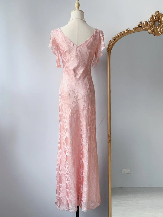 Vintage Abschlussballkleider Meerjungfrau Pink Spitze 80er Jahre Ärmellos Langes Abendkleid RB3245