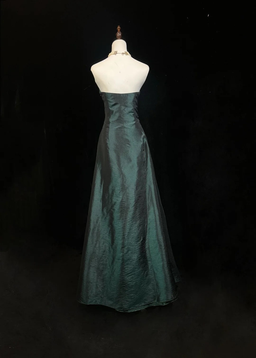 Robes de bal vintage Esthétique années 80 Rétro Coupe trapèze Col cœur Vert foncé Robes de soirée longues N2324