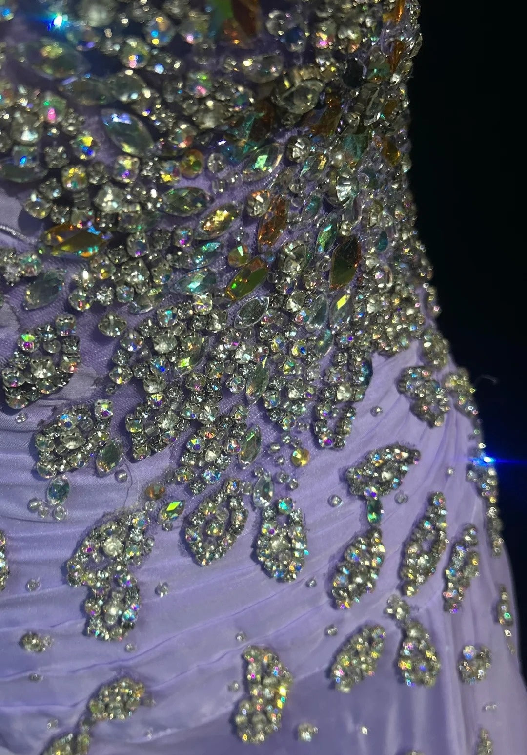 Elegant A Line One Shoulder Lilac Chiffon With Silver Beaded Bodice Formal Dress Long Prom Dresses N2725