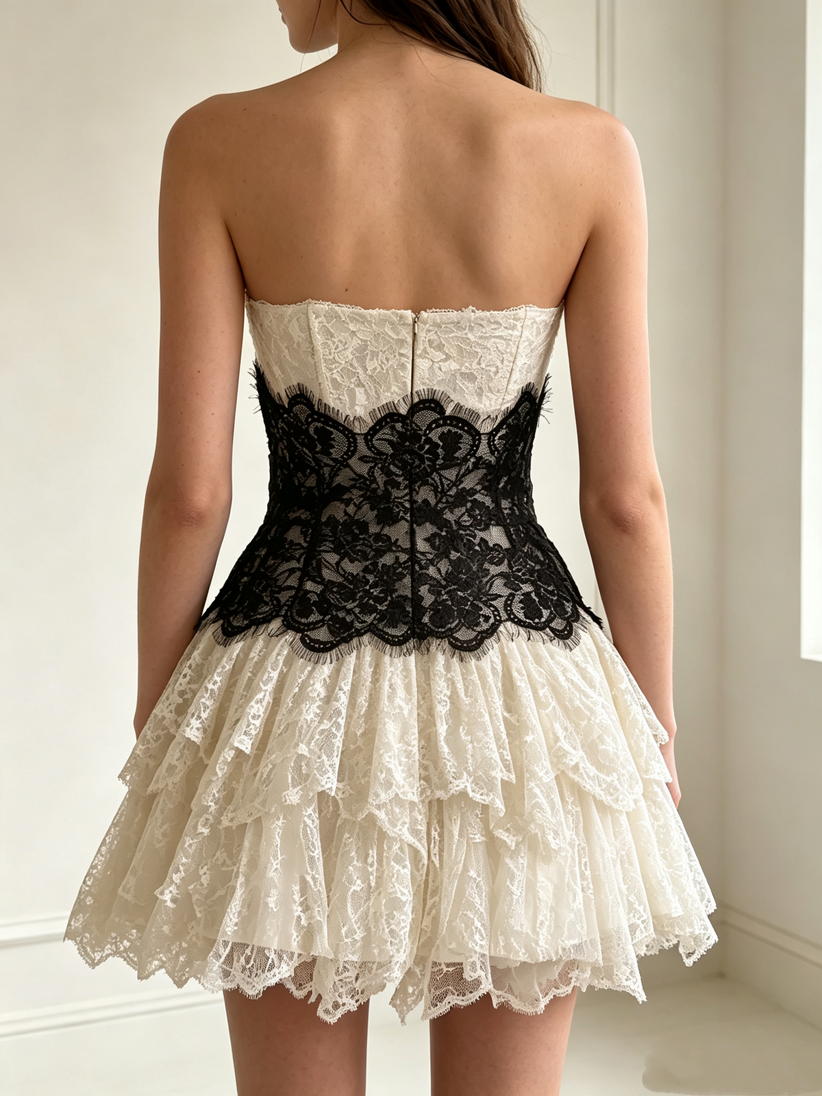 Sexy Homecoming Outfit Ideas A Line Strapless Champagne Lace High School Ideas Inspo Senior Party Graduation Dresses RB8028