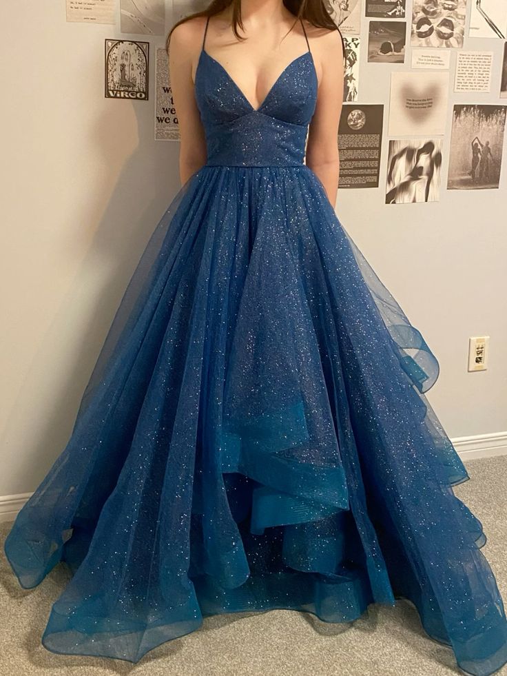 Elegantes Ballkleid mit Neckholder, marineblau, aus Tüll, ästhetisches Design für Teenager, formelles Abendkleid, Partykleid, Ballkleid AB1063