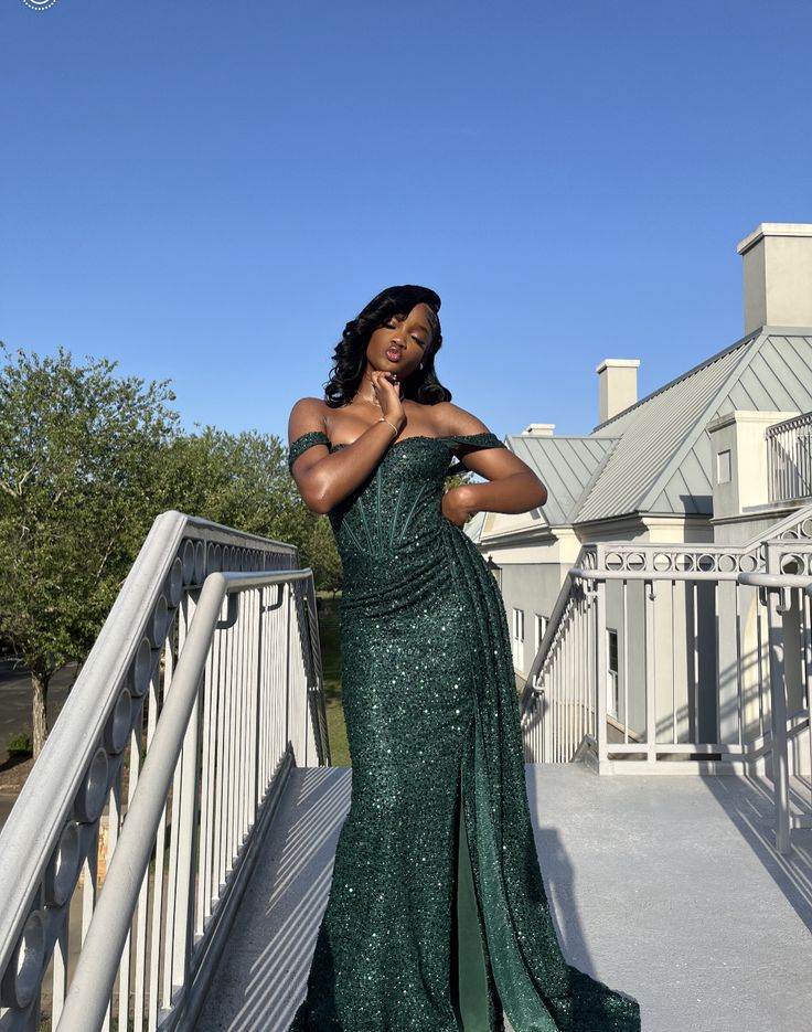 Sexy Mermaid Off The Shoulder Dark Green Sequin With Split Long Prom Dresses For Teens Girls Formal Dress Party Birthday Outfits N457