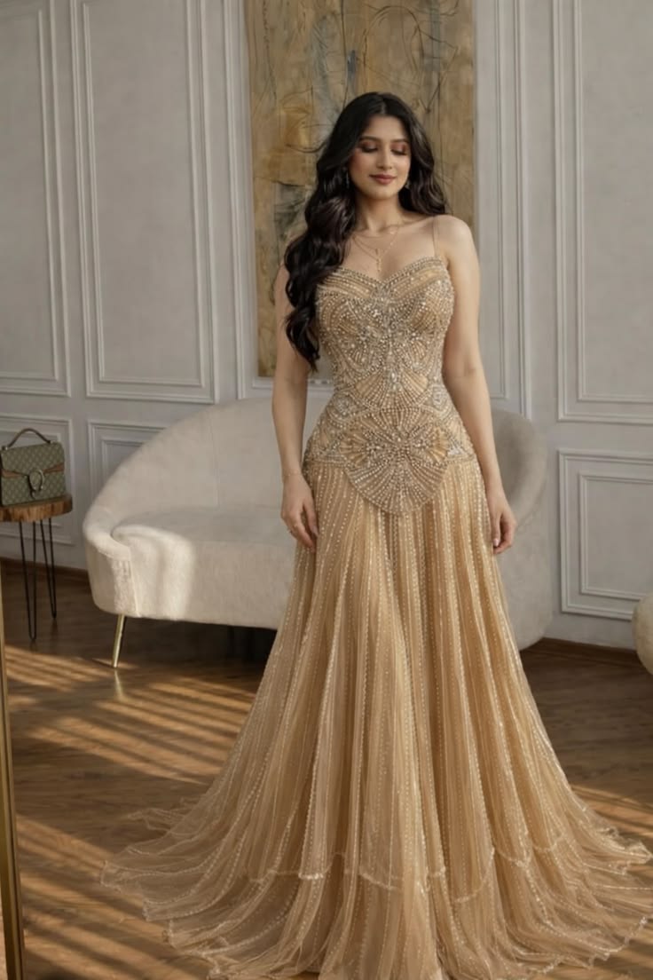 Ideen für Abschlussballkleider, einzigartiges Meerjungfrauenkleid mit Spaghettiträgern, champagnerfarbenes formelles Partykleid, Kleid für die 8. Klasse RC0867