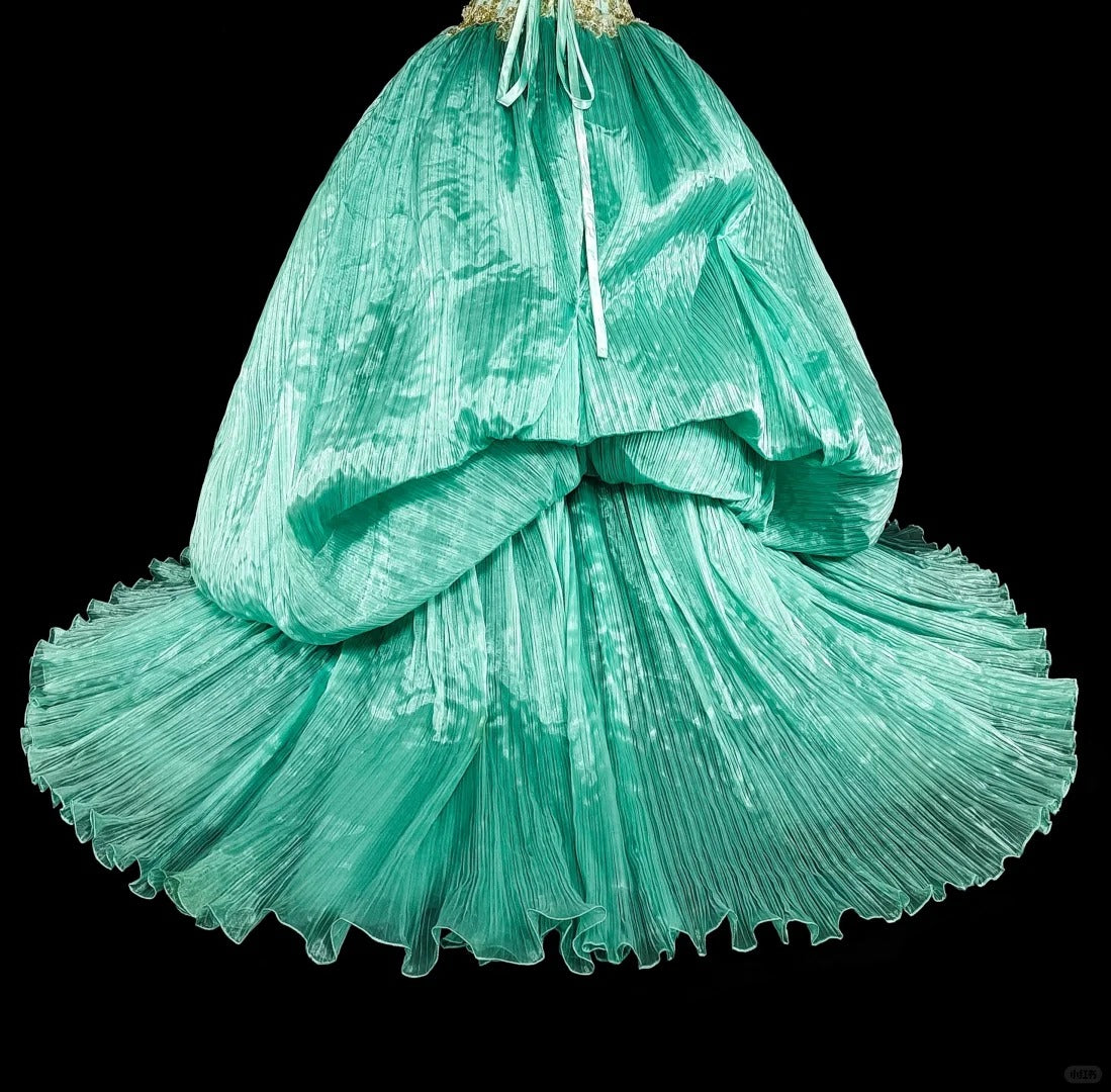 Robes de bal modestes Robe de soirée Mon Épaule Verte Longueur au sol Tenues de soirée formelles N3518