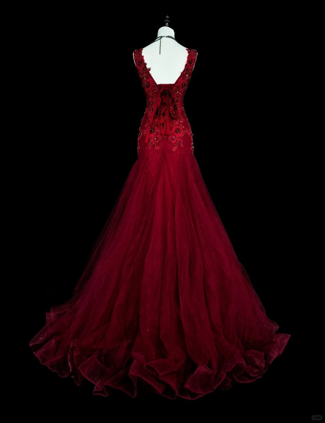 Robes de bal vintage esthétique Années 60 Rétro Col en V Sirène Bourgogne Longue Robe de soirée N2146