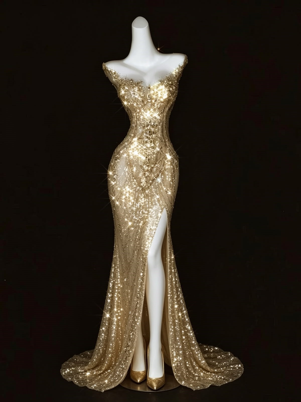 Elegant Mermaid Gold With Split Long Prom Dresses Inspiration Party For Outfits Every Occasion Formal Gown RB8946