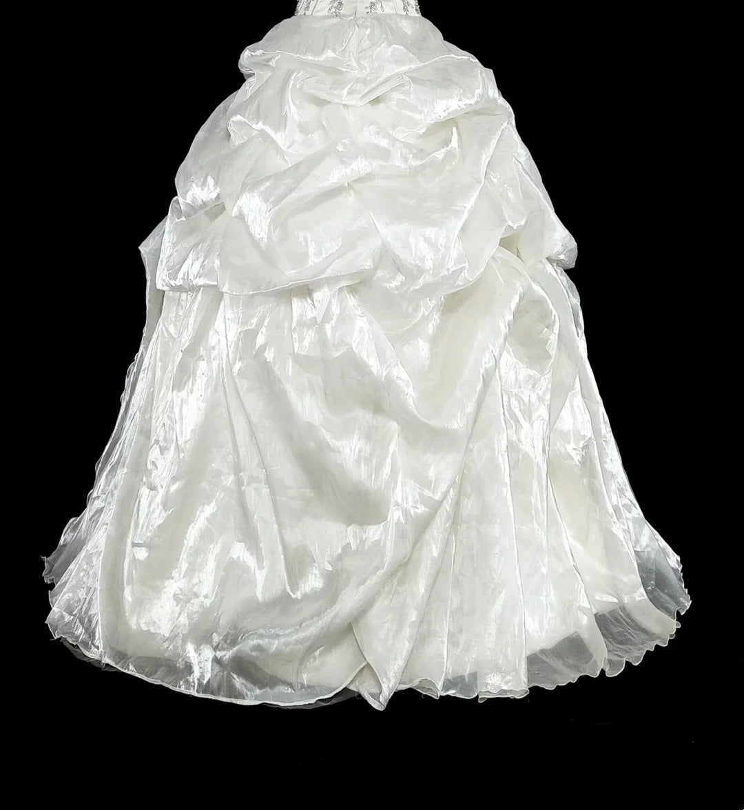 Robes de mariée romantiques Robe de bal bustier cœur ivoire avec cristaux perlés Longue robe de mariée N3412