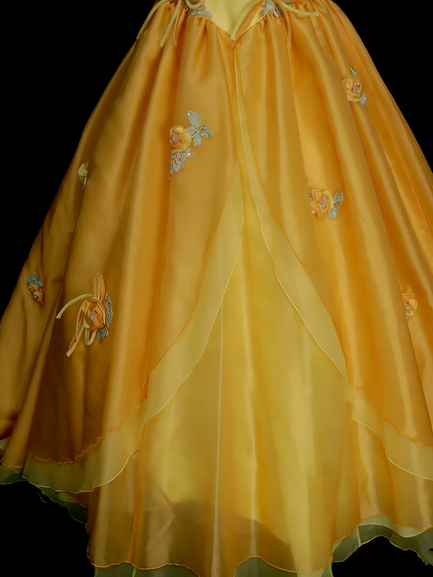 Robe de bal jaune mignonne pour Sweet 16, robe de quinceañera avec fleurs 3D, longue, taille 15, Vestidos De Fiesta N1313