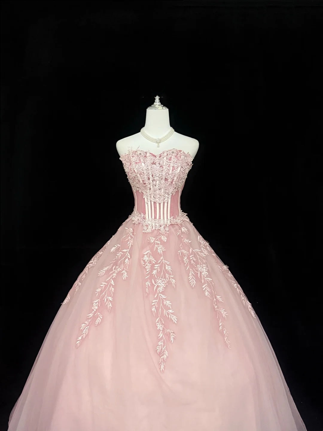 Sweet 16 Dresses Long Ball Gown Sweet Sixteen Long Birthday Dress Sweetheart With Lace Appliqued Pink Formal Gown RC0302