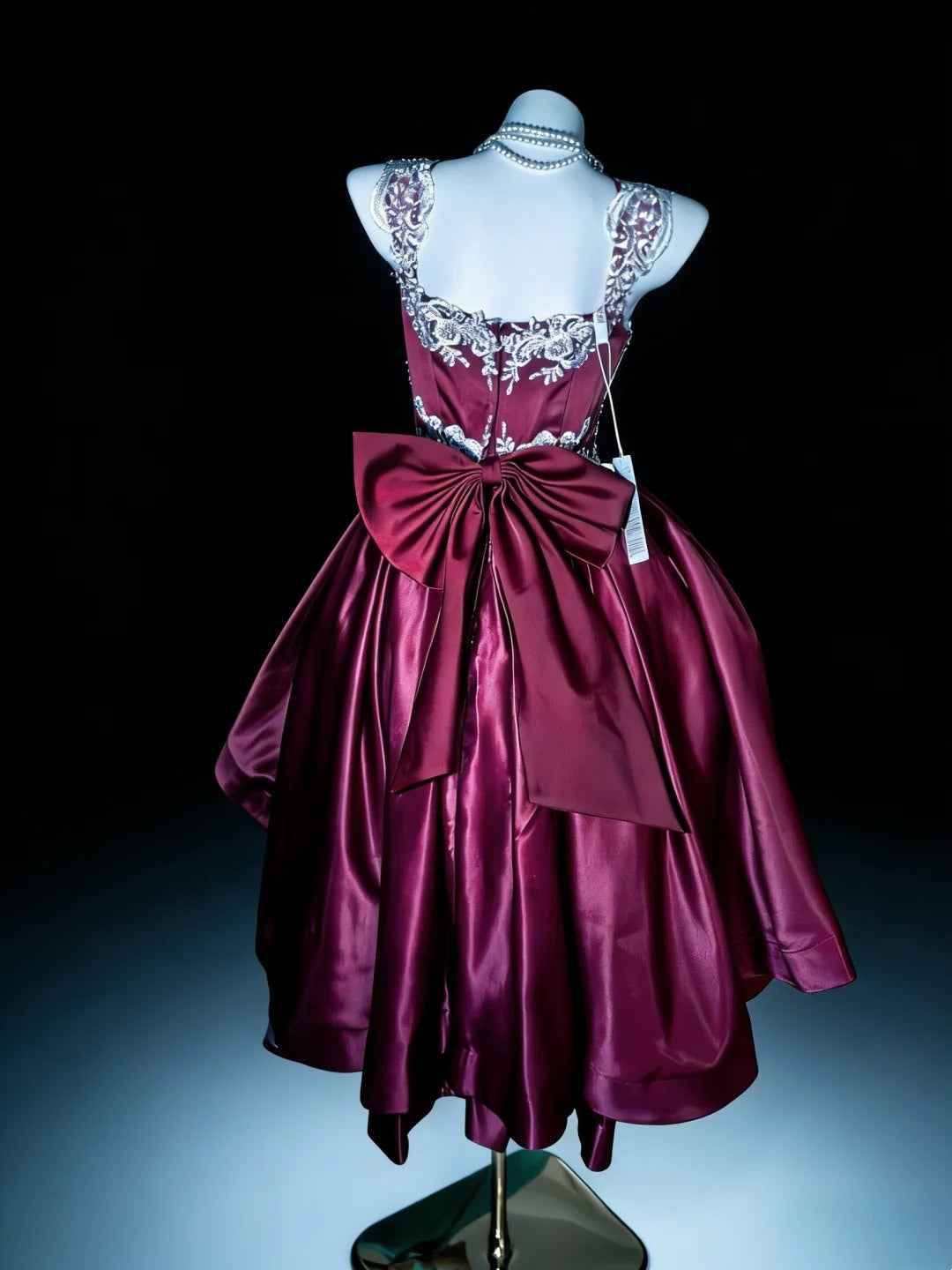 Robes de bal de princesse bustier cœur haute-basse bordeaux courtes pour bal de promo ou rentrée scolaire Hoco N3056