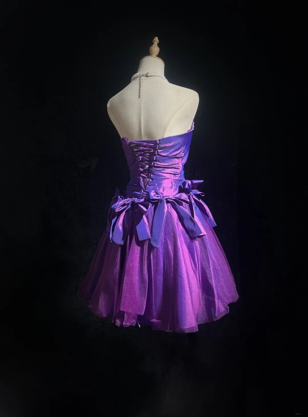 Robe Courte de Soirée Tulle Violet Mignonne Robe de Bal de Graduation Robe de Cocktail N3890