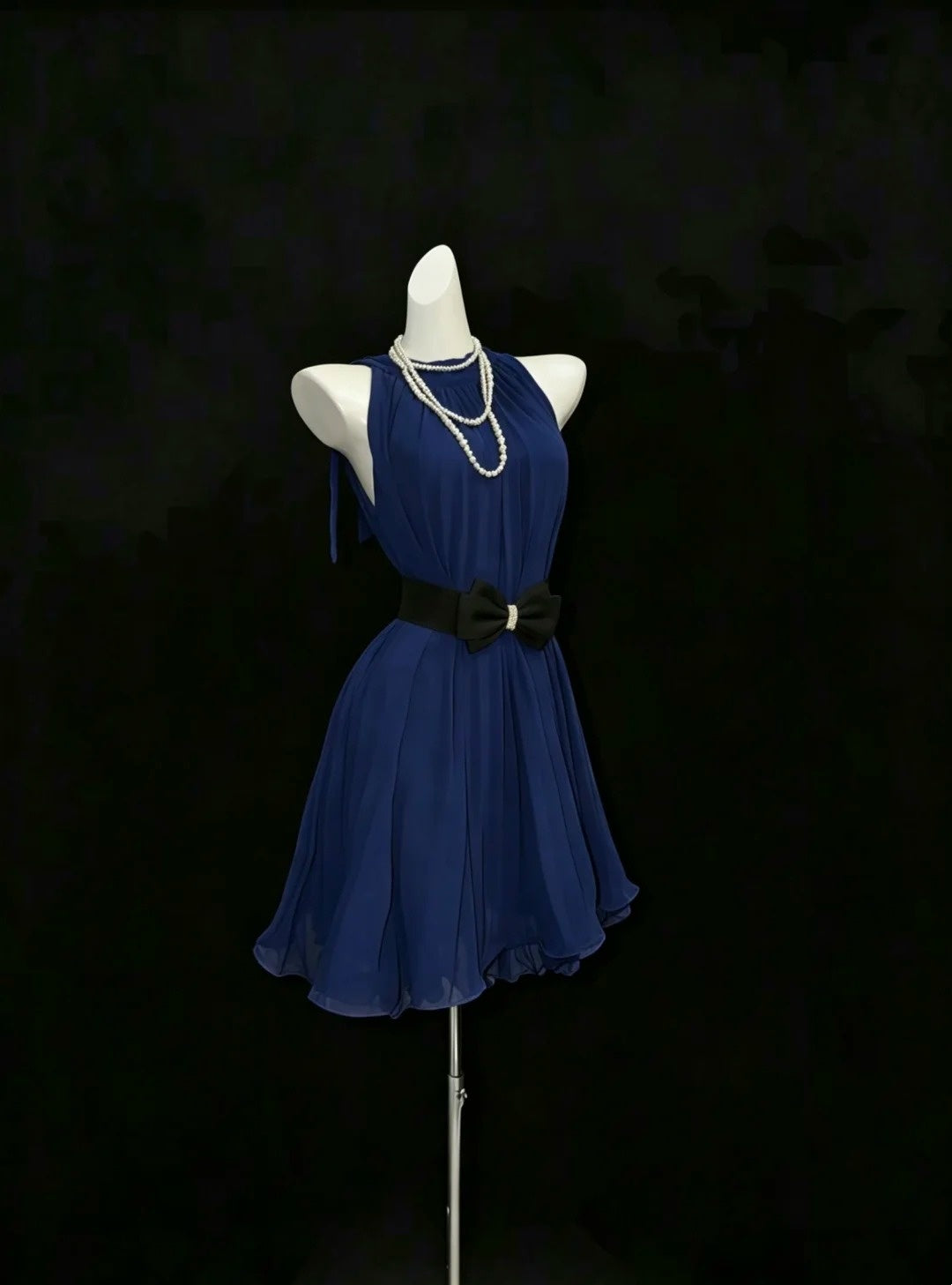 Robe de bal de fin d'année/rentrée universitaire chic coupe trapèze col montant mini courte RB3305