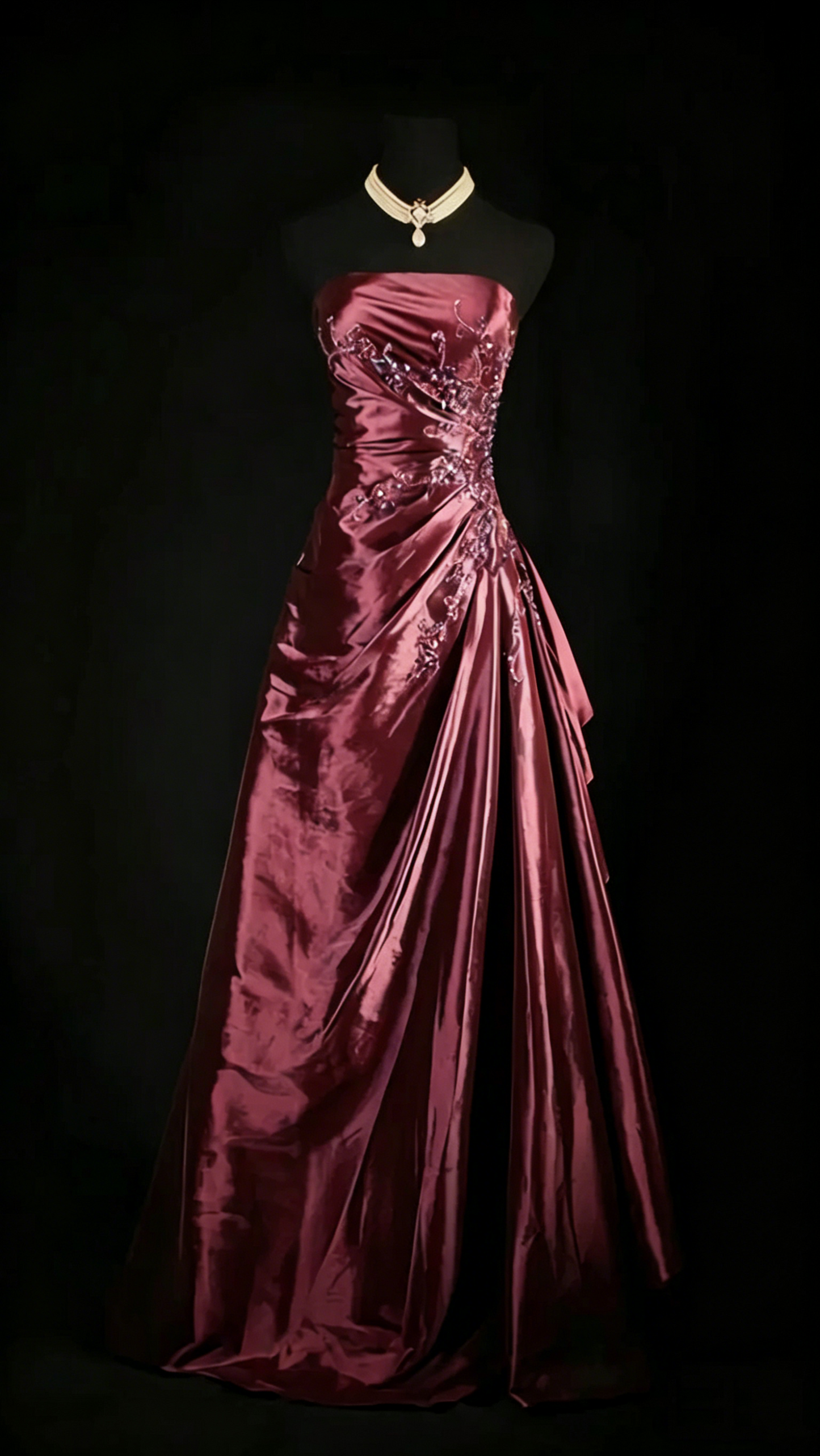 Atemberaubendes marineblaues, trägerloses, perlenbesetztes langes Ballkleid, formelles Abendkleid AB318