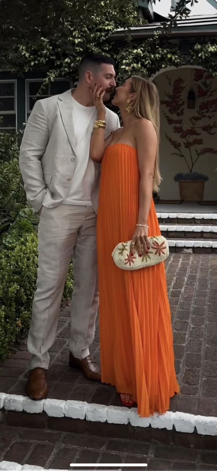 Modeste Robe de Soirée Fourreau en Chiffon Orange avec Buste Droit pour Printemps Été Plage Mariage N2563