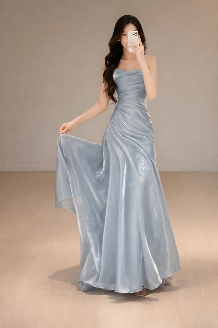 Prom Dress Mermaid Dusty Blue Elegant Floor Length Formal Evening Gown for Women Graduation Party RC0149