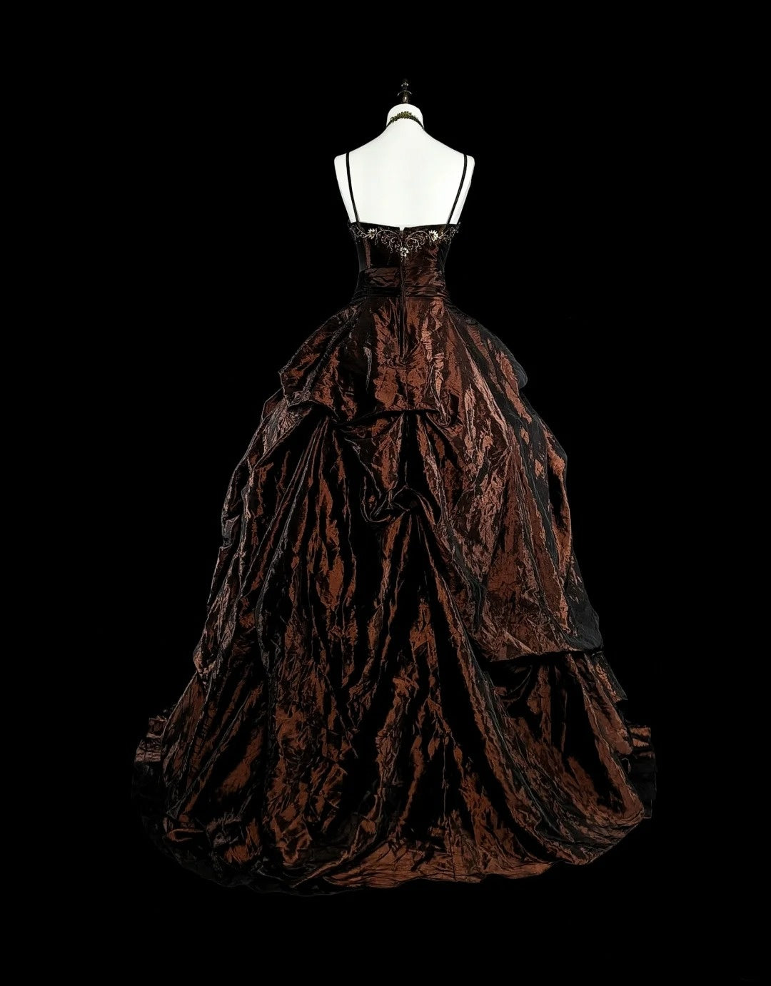 Vintage Ballkleid aus den 1780er Jahren, ärmellos, mit Spaghettiträgern und Perlenstickerei, langes Abendkleid N1603