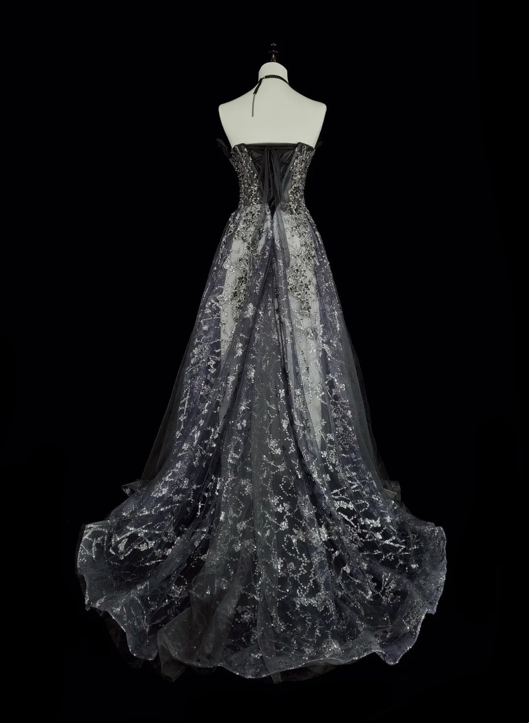 Vintage Prom Dresses Aesthetic 1960er Retro Ballkleid Grau Pailletten Langes Partykleid N2147