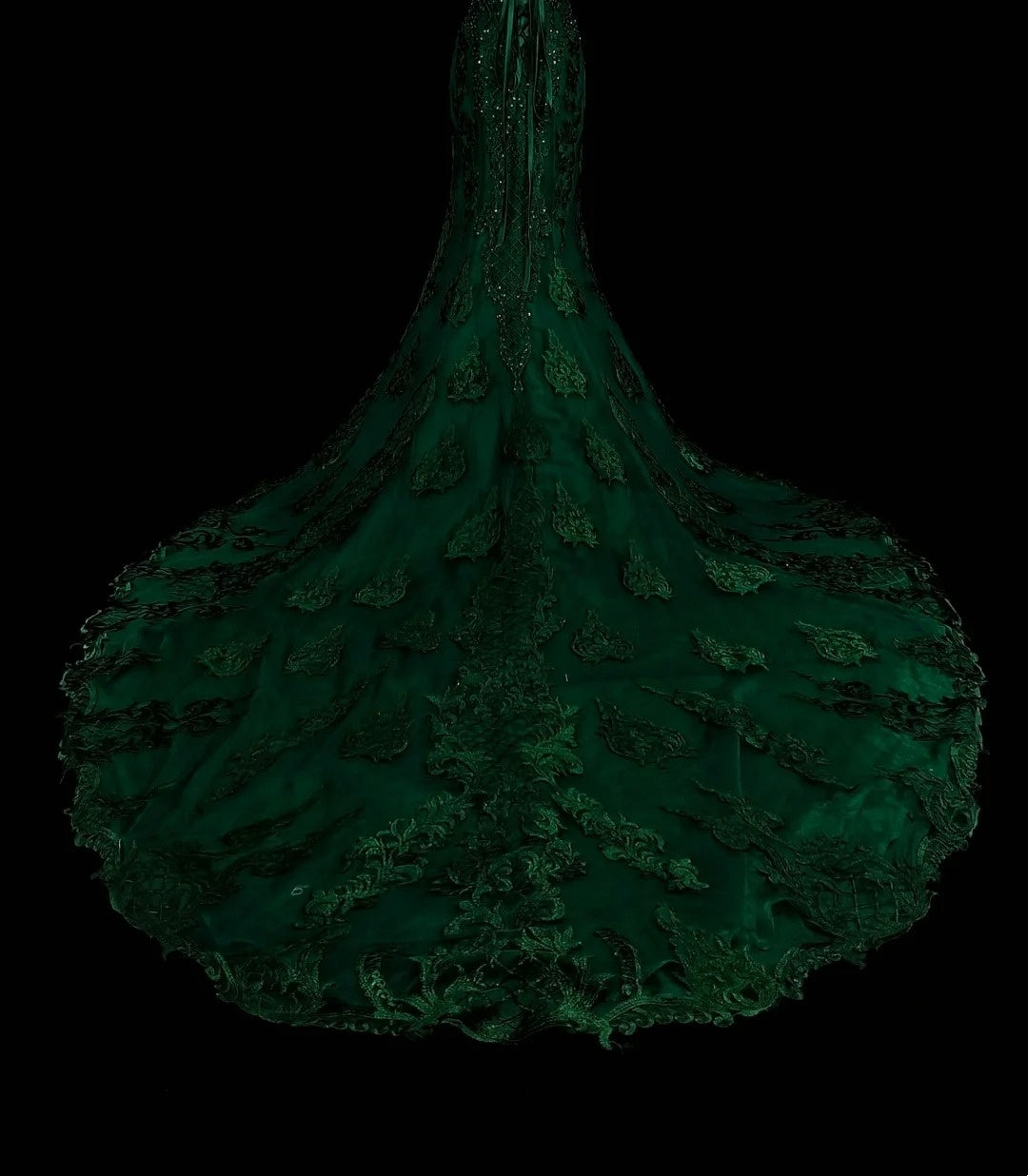 Vintage Meerjungfrauen-Abendkleid aus den 1960er Jahren, dunkelgrün mit Kristallverzierungen, ärmellos, lang, elegant, mit Herzausschnitt, N1593