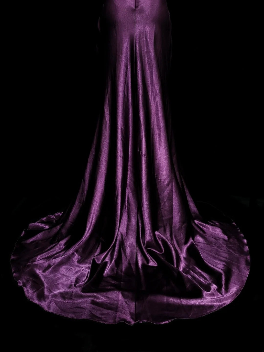 Retro Meerjungfrauen-Halterkleid aus lila Satin mit Perlenbesatz, ärmellos, 70er-Jahre-Stil, langes formelles Abendkleid N1494
