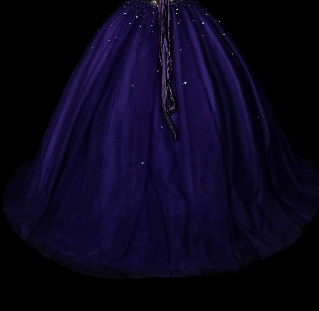 Robe de bal vintage bustier cœur en tulle violet, robe de quinceañera longue taille 15, Vestidos De Fiesta N1495