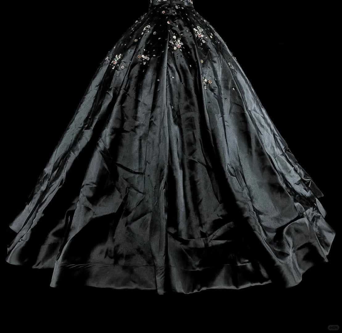 Robes de bal modestes Robe de bal bustier en tulle noir Robe de 16e anniversaire Tenues de soirée formelles N3517