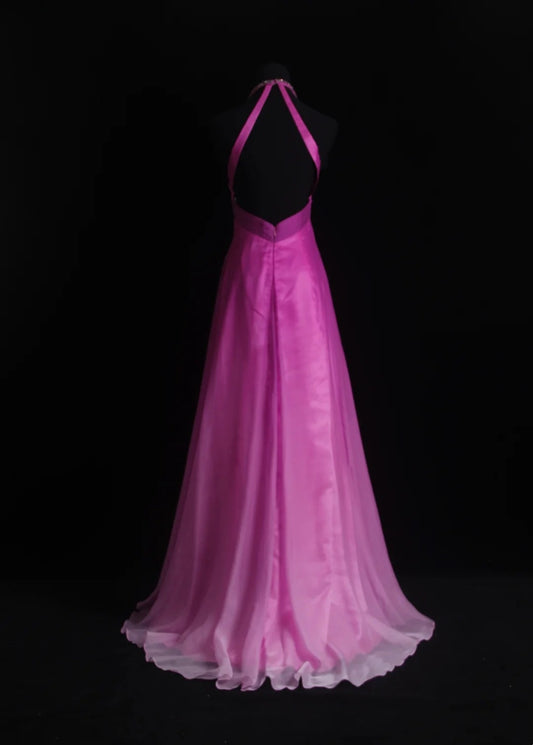 Vintage Abschlussballkleider A-Linie Neckholder Ombré Farbverlauf 80er Jahre Chiffon Abendkleid RB3265