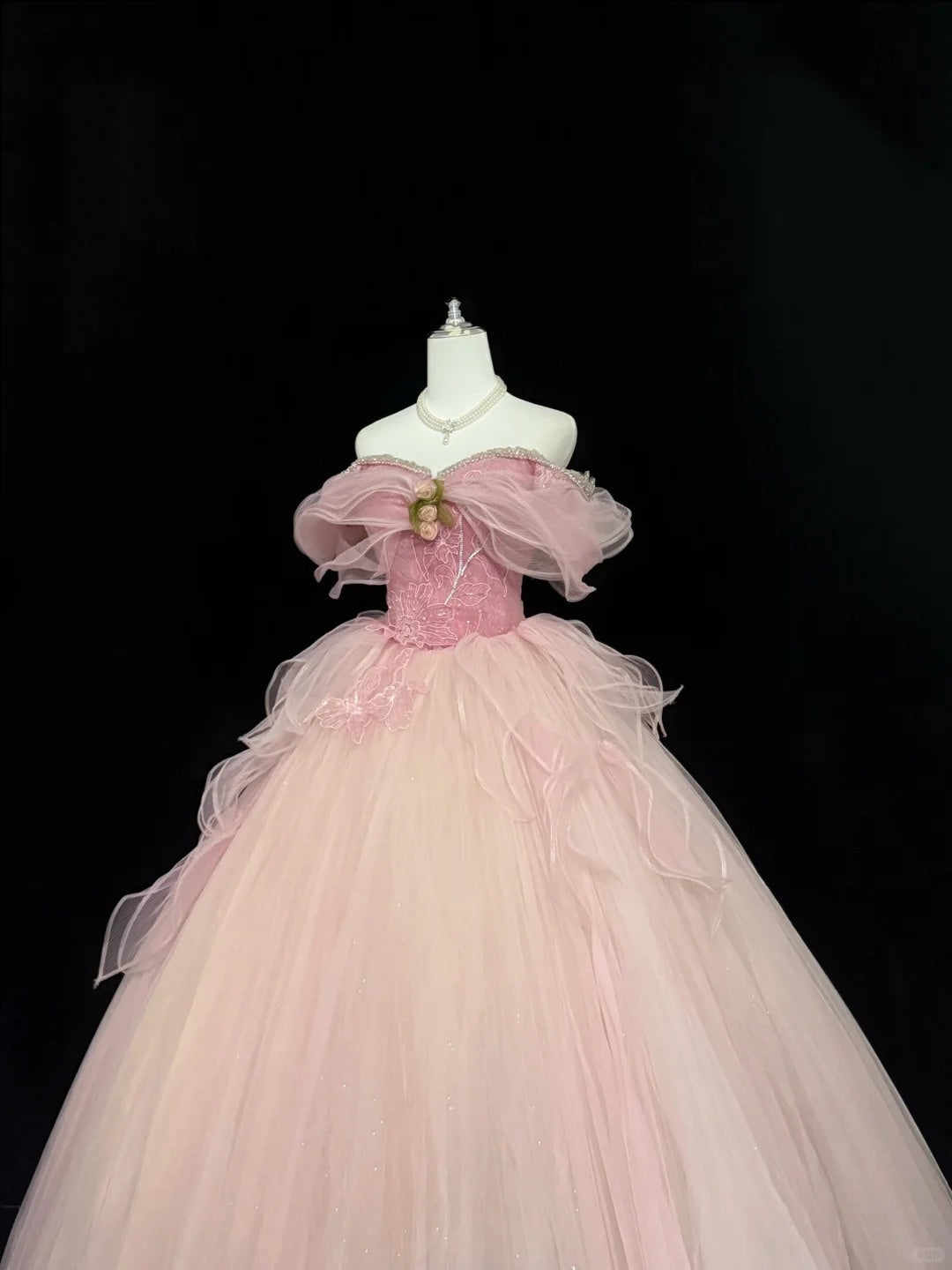 Sweet 15 Quinceanera Dress Ball Gown Off Shoulder Blush Pink With Sleeves Long 15th Birthday Gown RC0323