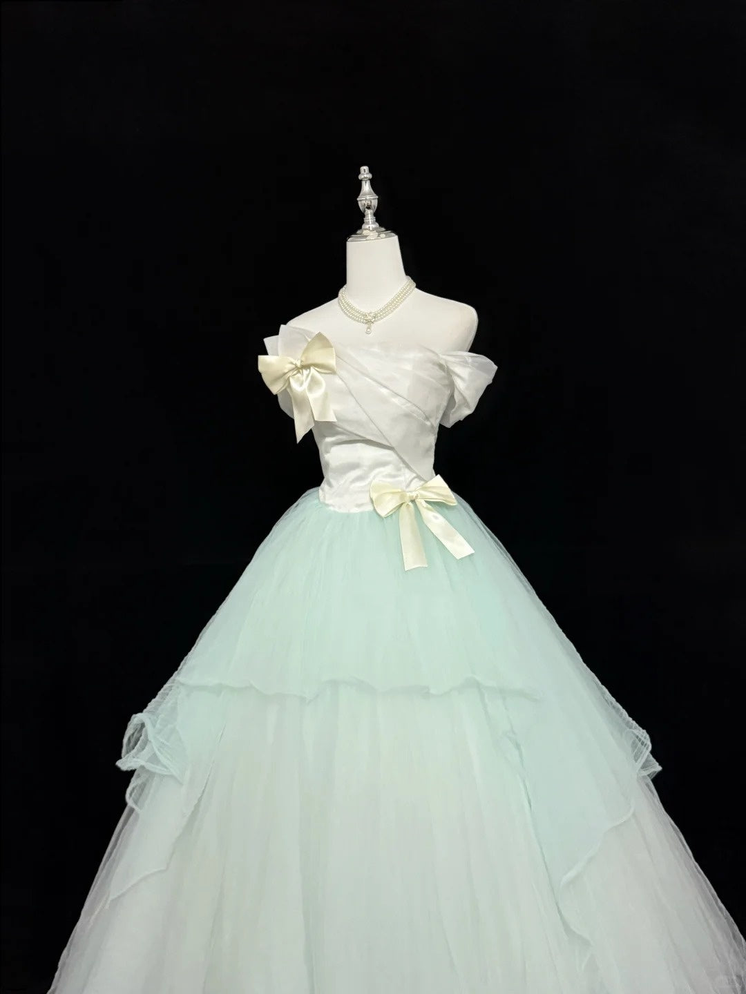 Mint Green Sweet 16 Dresses Long Ball Gown Off Shoulder Tulle Formal Sweet Sixteen Birthday Gown RC0241