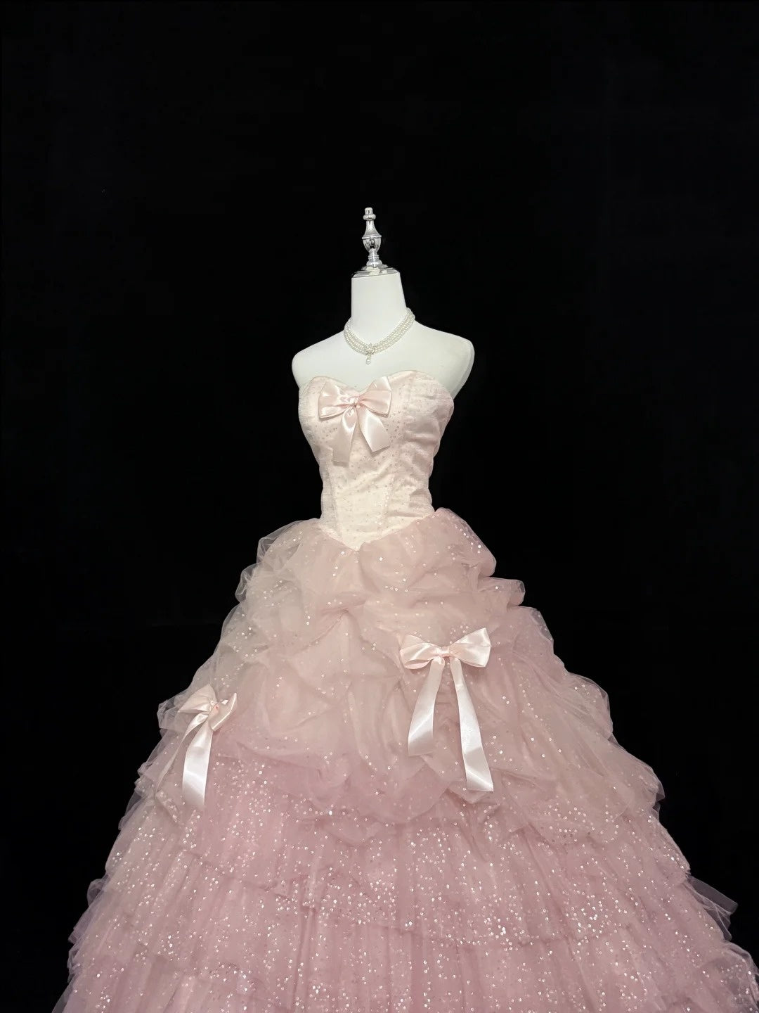 Sweet 16 Kleider langes Ballkleid Sweet Sixteen langes Geburtstagskleid herzförmiger Ausschnitt zartrosa Tüll Abendkleid RC0290