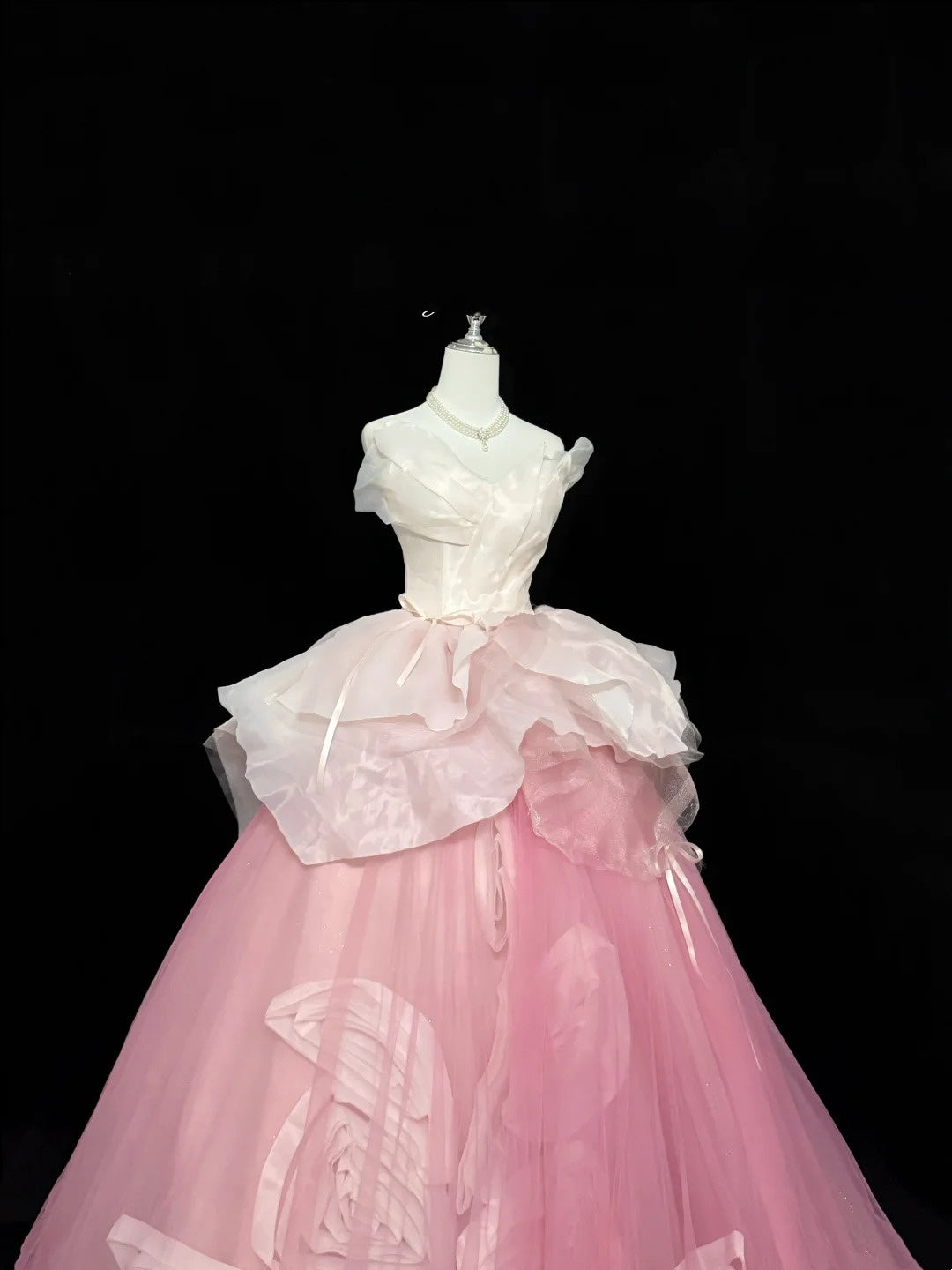 Sweet 15 Quinceanera Dress Ball Gown Sweetheart Pink With Flowers Tulle 15th Birthday Gown RC0269