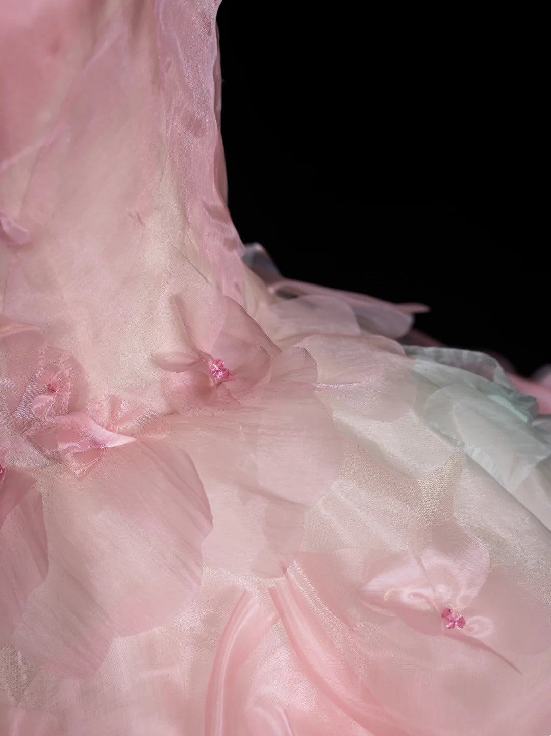 Robe de bal modeste sans bretelles en tulle rose à fleurs, inspiration robes de soirée, robe de princesse formelle N755