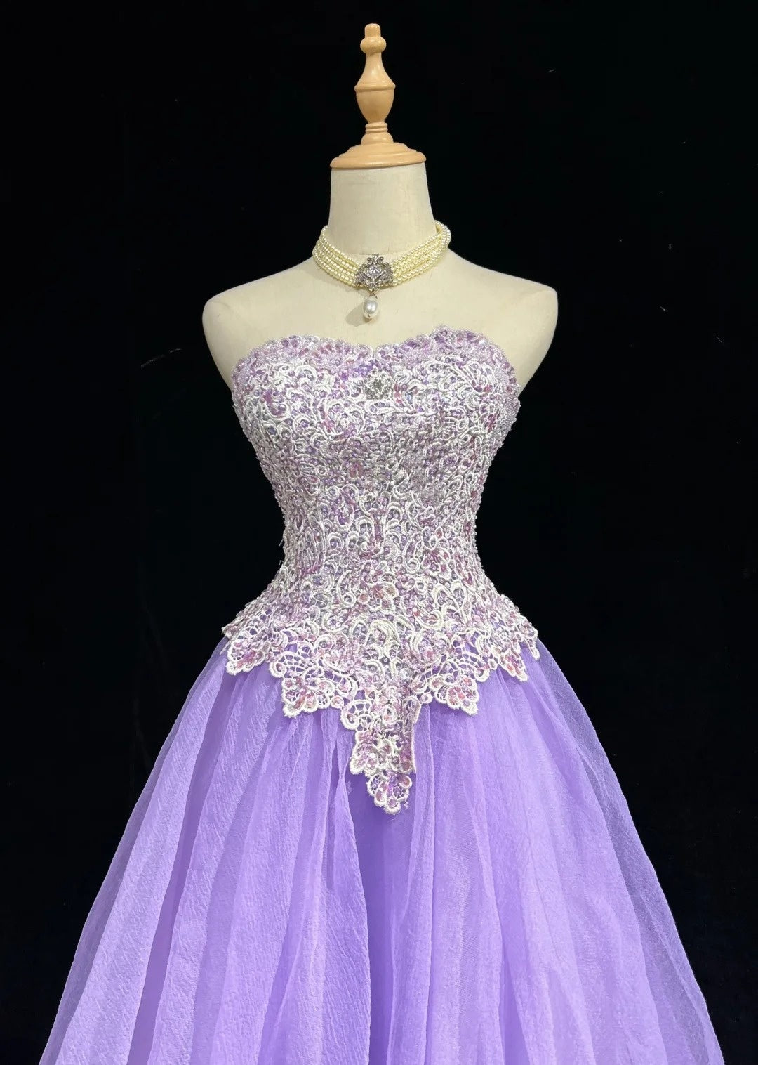 Robe de bal vintage bustier en tulle lilas, dentelle style Y2K années 2000, longueur genou, robes de rentrée des classes N3124