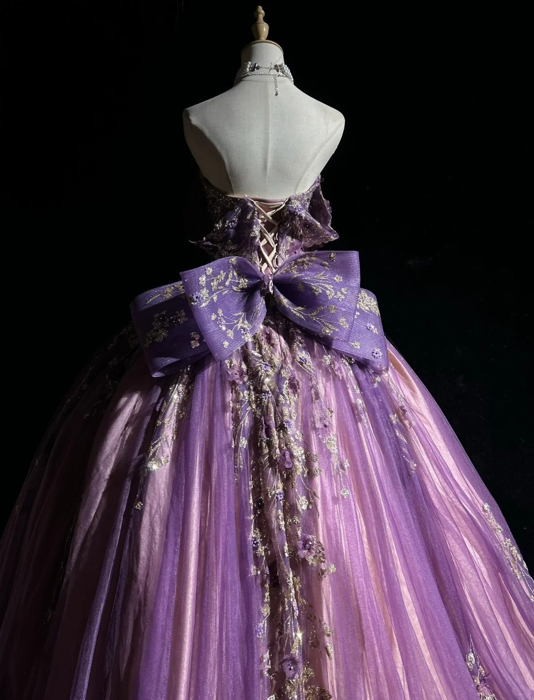 Robe de bal bustier en tulle violet avec appliques Robes de soirée Quinceañera Tenues formelles RB3938