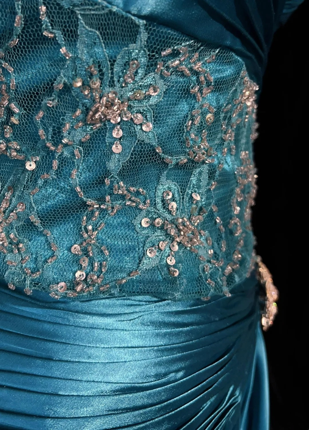 Vintage-Abschlussballkleider-Inspo Meerjungfrau Spaghettiträger Blau Satin 80er Jahre Mit Perlen Abendkleider N3353