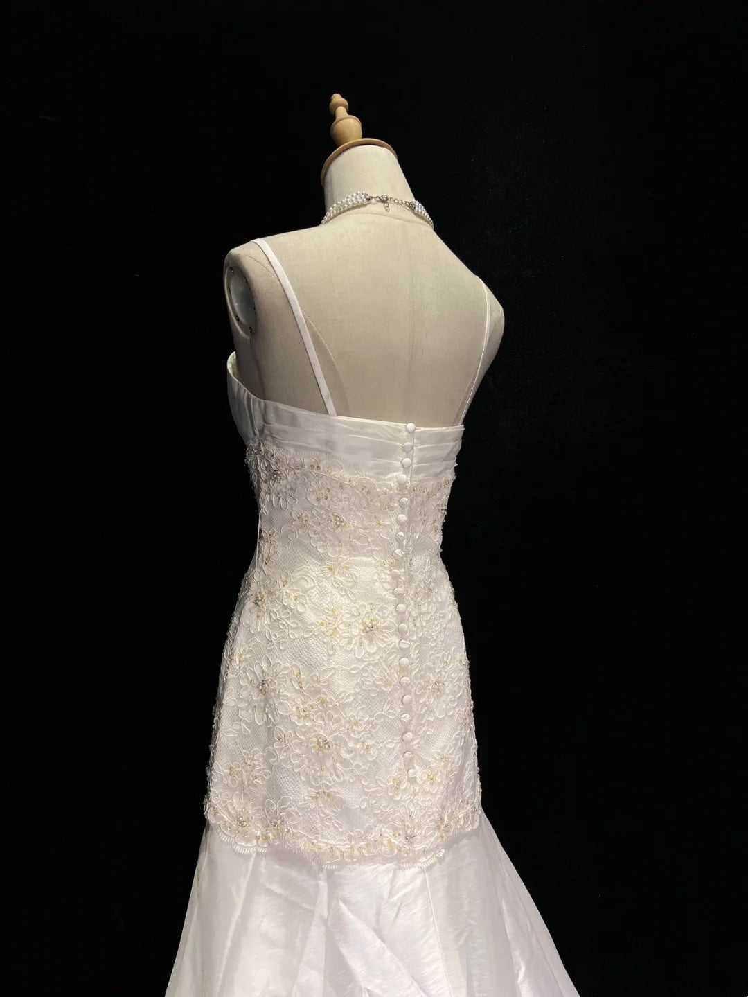 Inspiration Robes de bal vintage Sirène Bretelles fines Blanc Long années 80 avec robes de mariée en dentelle N3337