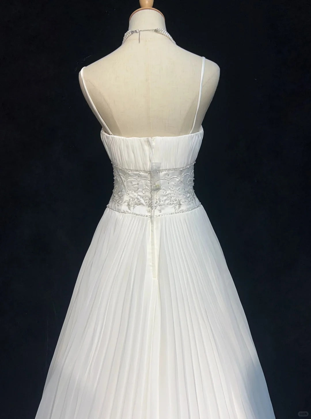 Robes de mariée vintage années 90, ligne A, bretelles fines, mousseline blanche, plissée, pour jardin d'été, longue robe de mariée N3830