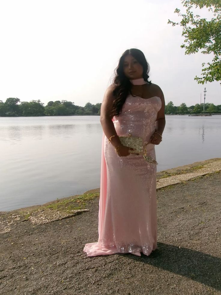 Meerjungfrau Rosa Sweetheart Pailletten Lange Ballkleider Formelles Abendkleid Eng Anliegend Für Große Größen Mädchen Frauen N4106