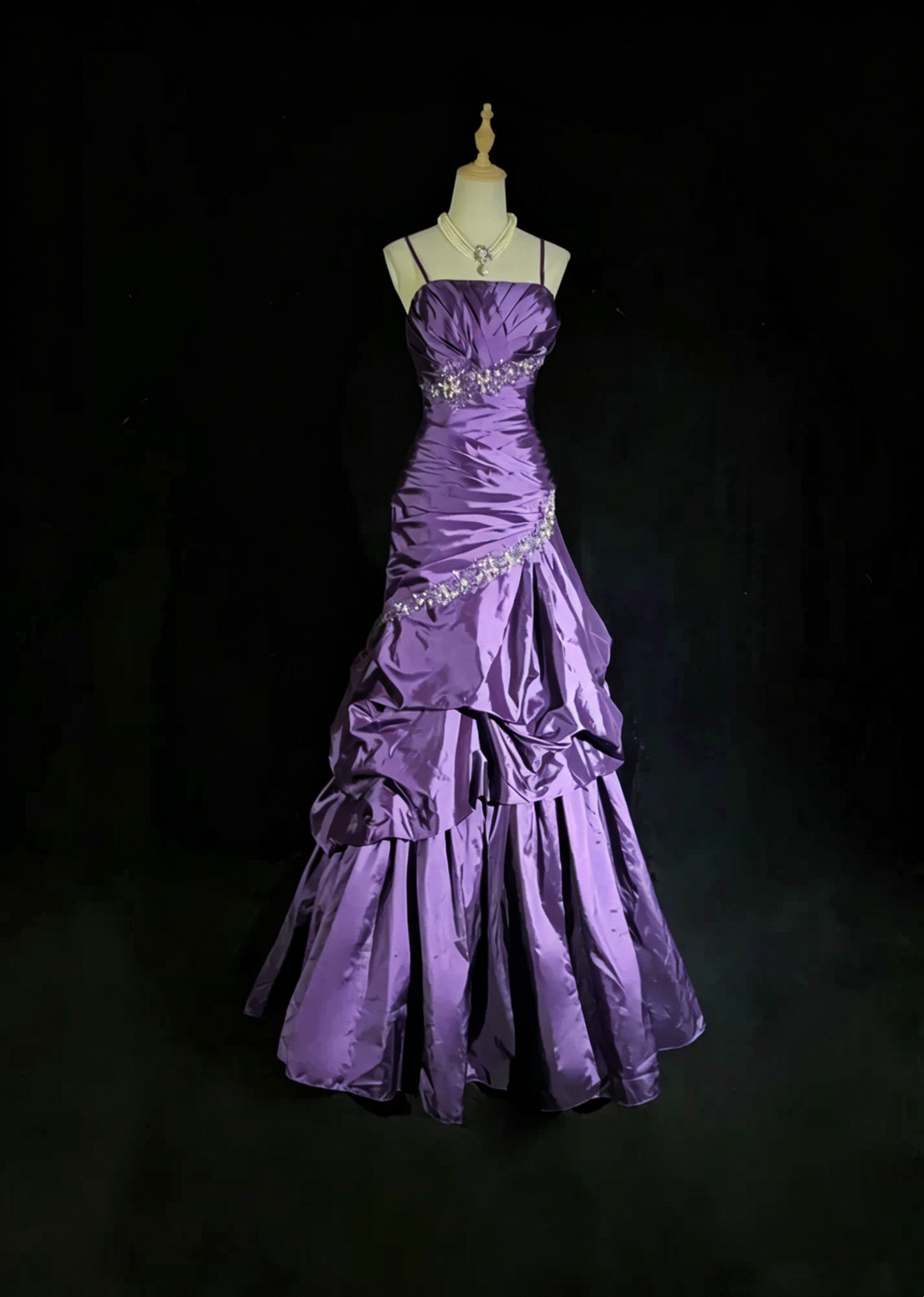 Robes de bal vintage Robe de soirée à fines bretelles bleu sarcelle sans manches en taffetas Robe de soirée longue des années 90 N2893