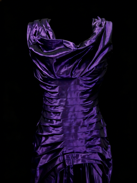 Vintage Mermaid Square Neck Purple Sleeveless 90s With Ruffles Prom Dresses Long Formal Party Gown N1387