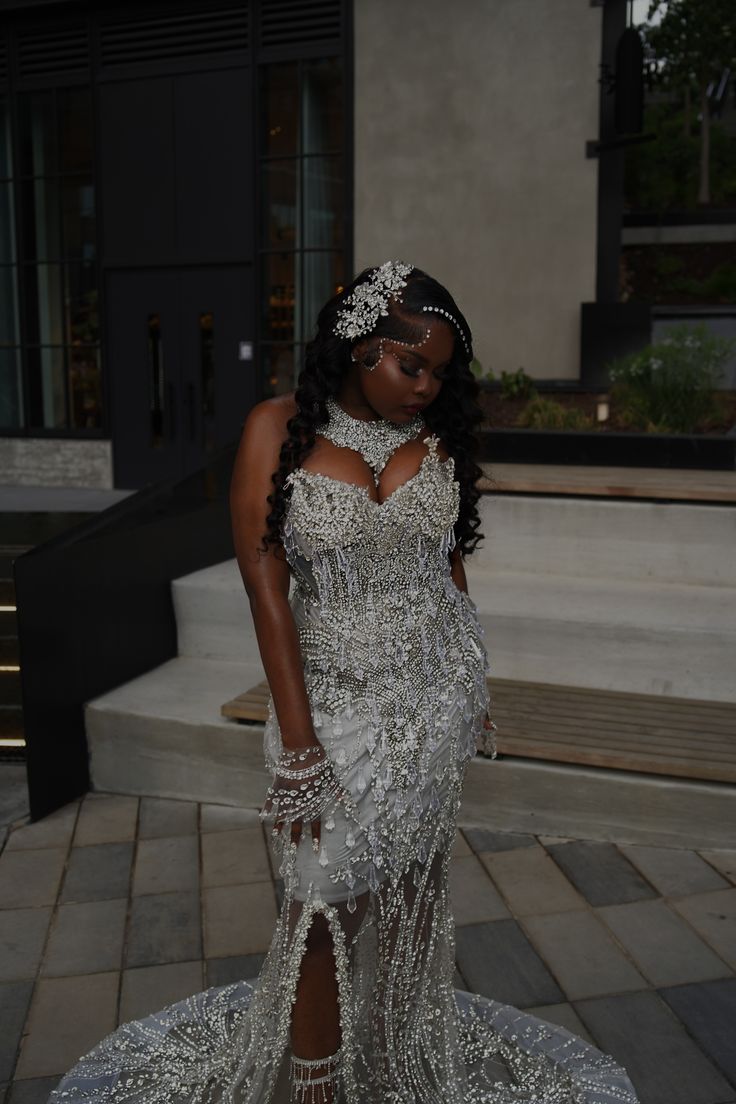 Prom Dress Mermaid Sparkly Sweetheart With Slit For Black Girls High School Graduation Party Dress RC1007