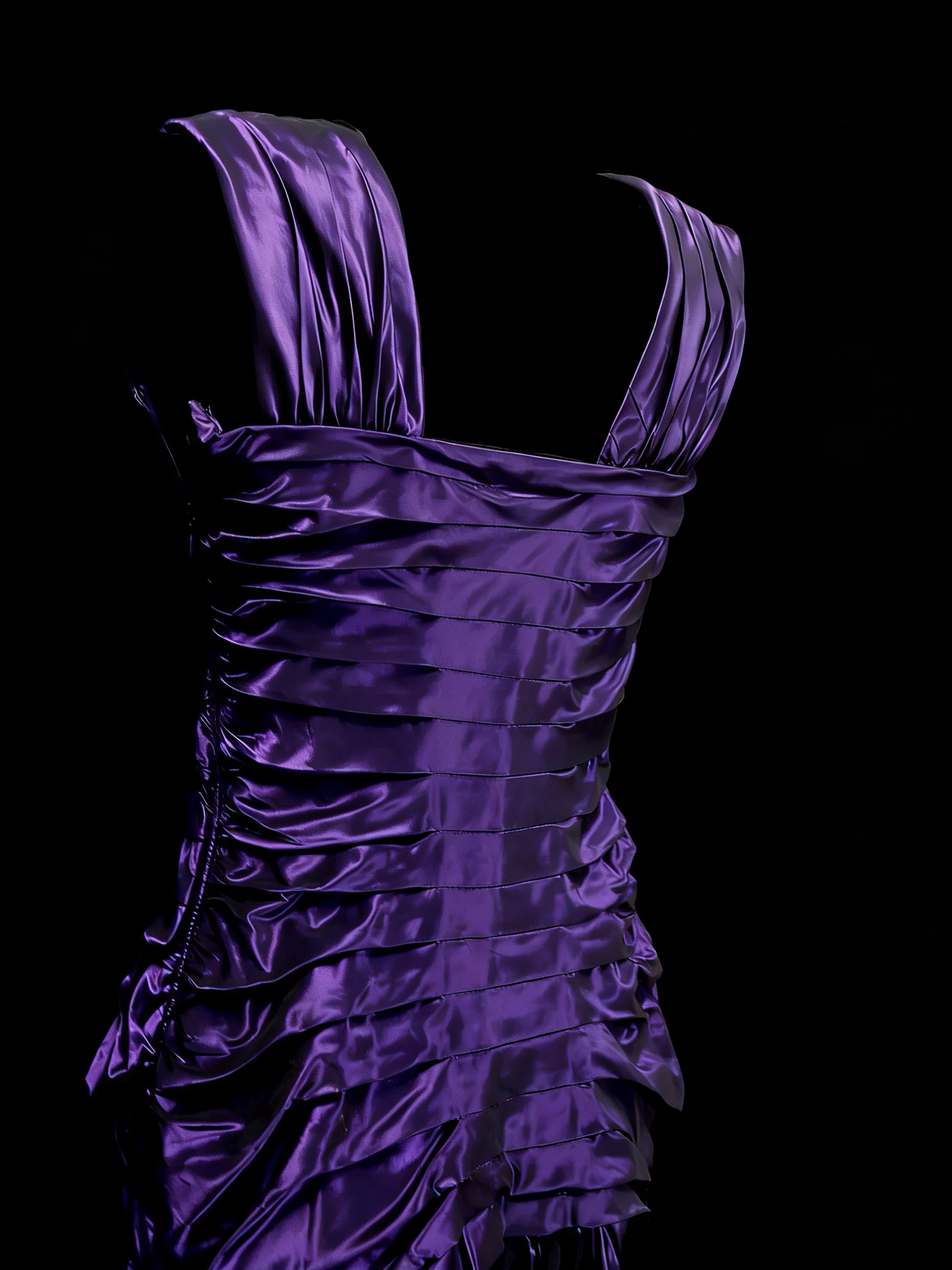 Vintage Prom Dresses Aesthetic 1960s Retro Purple Mermaid Pleated Long Party Dress N2139